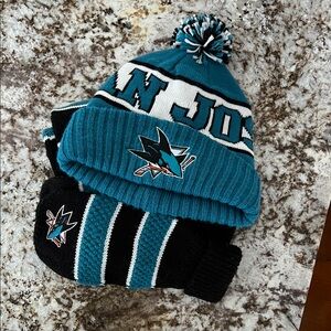 Reebok Teal and Black Beanie, Scarf and Mitten Set